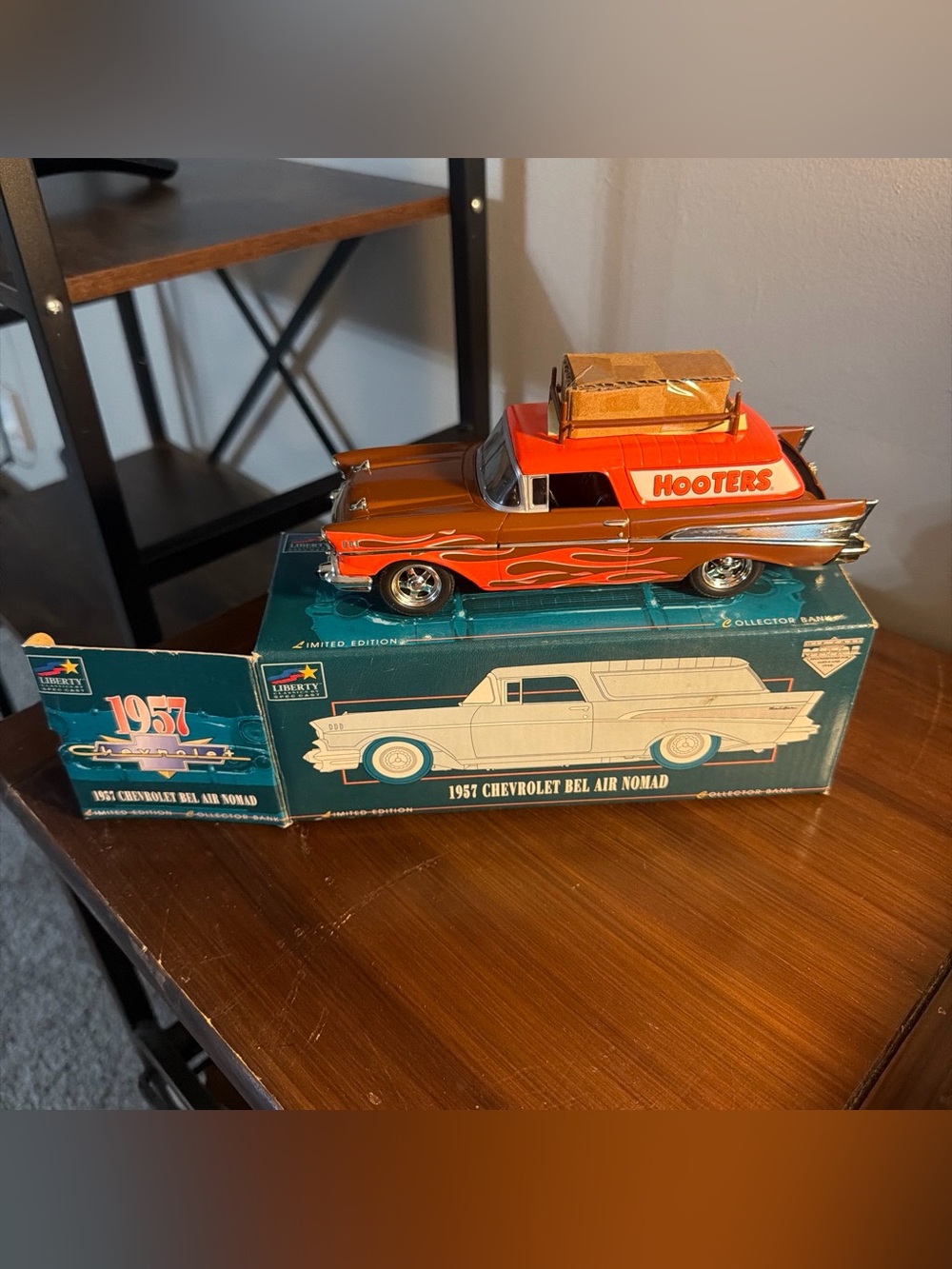 Rare Excellent Hooters  Orange & Brown 1957 Chevrolet Bel Air Nomad Toy Car